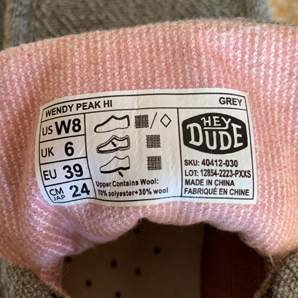 Hey Dude boot shoes Grey used W8 - Picture 6 of 6